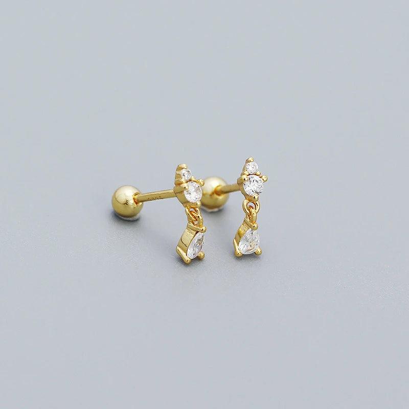 925 Silver Water Drop Zircon Stud Earrings for Women