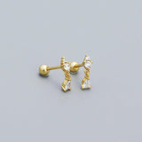 925 Silver Water Drop Zircon Stud Earrings for Women