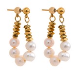 High Stainless Steel Freshwater Pearl Hoop Earrings