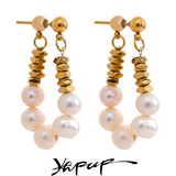 High Stainless Steel Freshwater Pearl Hoop Earrings