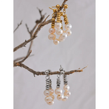 High Stainless Steel Freshwater Pearl Hoop Earrings