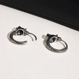 Punk Wolf Head Hoop Earrings for Men, Rock Animal Small Hoops