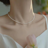 925 Sterling Silver Pearl Necklace For Women Jewelry On Neck Pearl Bead Choker
