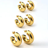 Chunky Hoop Earrings Stainless Steel Thick Hollow Lightweight