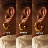 Chunky Hoop Earrings Stainless Steel Thick Hollow Lightweight