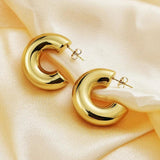 Chunky Hoop Earrings Stainless Steel Thick Hollow Lightweight