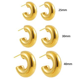 Chunky Hoop Earrings Stainless Steel Thick Hollow Lightweight