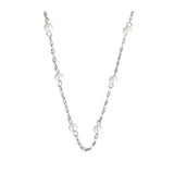 925 Silver Pearl Long Chain Choker Necklace For Women