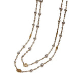 Vintage Lady Camellia Pearls Flower Long Necklace Chain Double Layers Jewelry