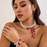 Crystal Pearl Necklace Tassel Beads Chokers Y2K Girls Jewelry