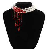 Crystal Pearl Necklace Tassel Beads Chokers Y2K Girls Jewelry
