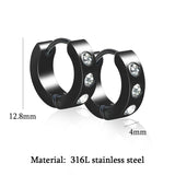 Stainless Steel Zircon Hoop Earrings Punk Style Vintage Sliver