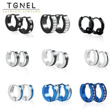 Stainless Steel Zircon Hoop Earrings Punk Style Vintage Sliver