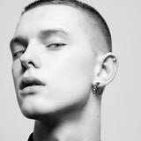 Stainless Steel Zircon Hoop Earrings Punk Style Vintage Sliver