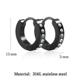 Stainless Steel Zircon Hoop Earrings Punk Style Vintage Sliver