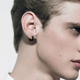 Stainless Steel Zircon Hoop Earrings Punk Style Vintage Sliver