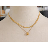 Double Layer Water Drop Pendant Necklace - 18k Stainless Steel Jewelry