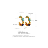 Colorful Hoop Earrings Natural Stone 18k Plated High Jewelry