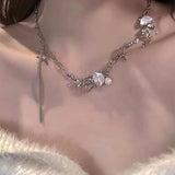 Resin Jellyfish Starfish Pearl Pendant Necklace Tassel Clavicle Goth Jewelry