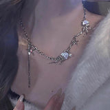Resin Jellyfish Starfish Pearl Pendant Necklace Tassel Clavicle Goth Jewelry