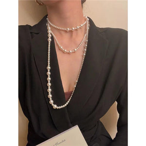 Long Pearl Necklace for Women Fake Pearls Dress Necklaces Sweater Chain