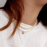 Freshwater Pearl Beads Necklace for Women Vintage Choker Initial Charms Pendant