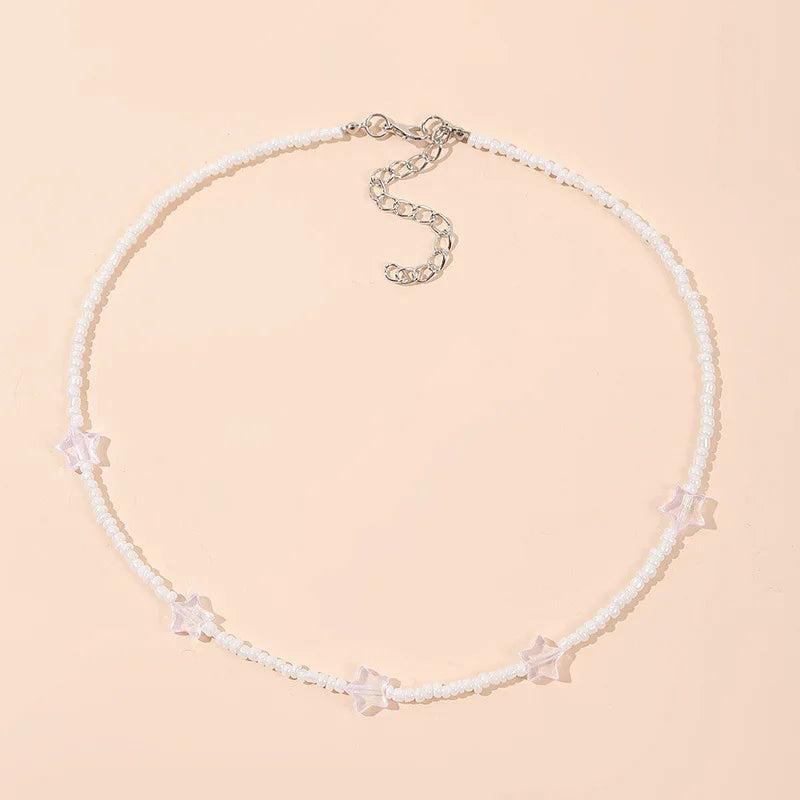 Boho Y2k Rice Beads Woven Heart Necklace for Women