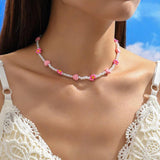 Boho Y2k Rice Beads Woven Heart Necklace for Women