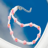 Boho Y2k Rice Beads Woven Heart Necklace for Women
