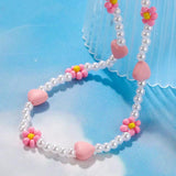 Boho Y2k Rice Beads Woven Heart Necklace for Women