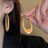 Golden Titanium U-shaped Earrings for Women Girls