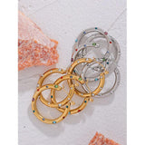 32mm Hoop Earrings with Colorful Cubic Zirconia, Stainless Steel, Rust-Proof