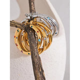 32mm Hoop Earrings with Colorful Cubic Zirconia, Stainless Steel, Rust-Proof