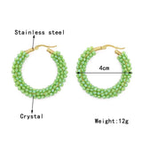 Crystal Bead Winding Earrings Gold-plated Women's Jewelry