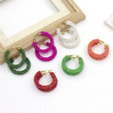 Crystal Bead Winding Earrings Gold-plated Women's Jewelry
