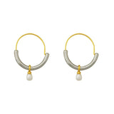 Modern Jewelry Brass Metal Pearl Hoop Earrings for Women