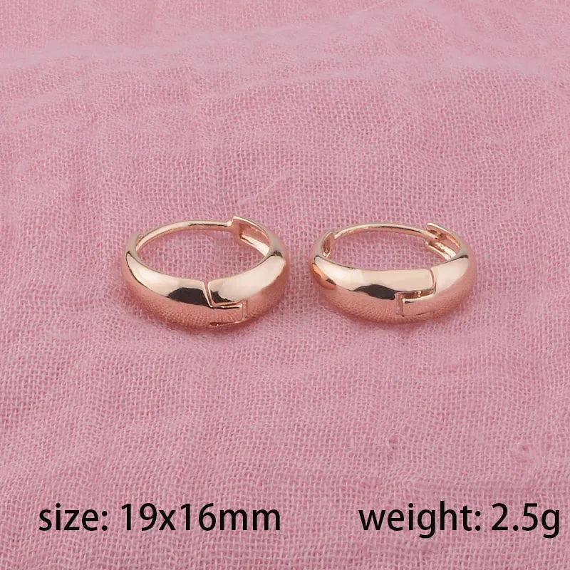 FJ 6mm Women Girls 585 Rose Smart Hoop Daily Earrings