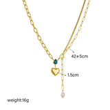 316L Stainless Steel Heart Pendant Necklace For Women Girl Crystal Pearl Choker