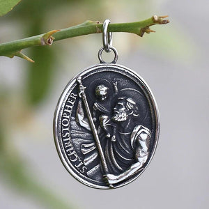 St Christopher Pendant Necklace Stainless Steel Chain