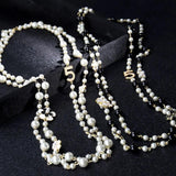 Women Long Pendants Layered Pearl Necklace Collares de moda Flower Party Jewelry