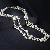 Women Long Pendants Layered Pearl Necklace Collares de moda Flower Party Jewelry