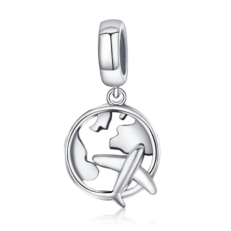925 Silver Airplane Pendant Eiffel Tower Charm Bracelet Family Gift