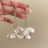 Metal Petals Pearl Pendant Earrings European And American Style