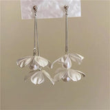 Metal Petals Pearl Pendant Earrings European And American Style