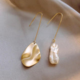 Asymmetric Baroque Pearl Earrings European Style