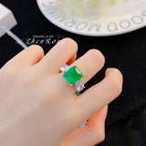 Vintage Emerald Zircon Jewelry Set for Women