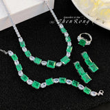 Vintage Emerald Zircon Jewelry Set for Women