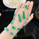 Vintage Emerald Zircon Jewelry Set for Women