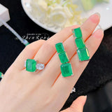 Vintage Emerald Zircon Jewelry Set for Women