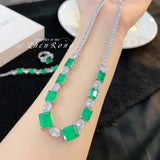 Vintage Emerald Zircon Jewelry Set for Women
